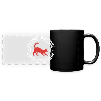 Antifascist Cat Friends - Against the Right - Full Colour Panoramic Mug - black - Front