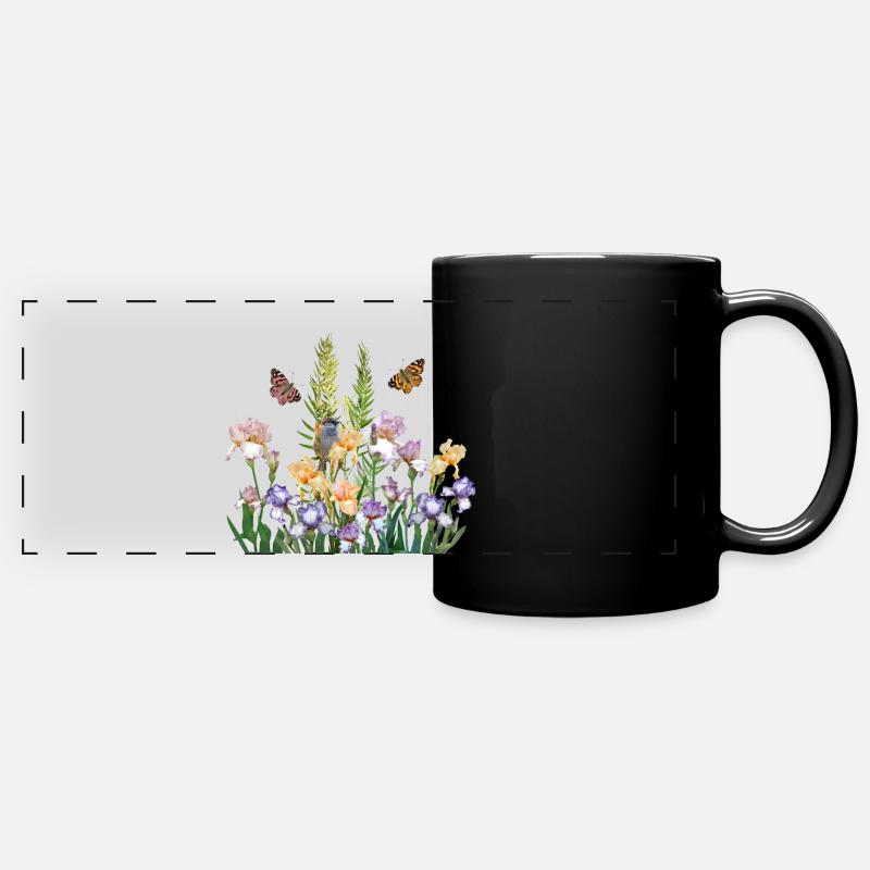 Im Garten der Schmetterlinge  - Panorama-Tasse farbig - Schwarz