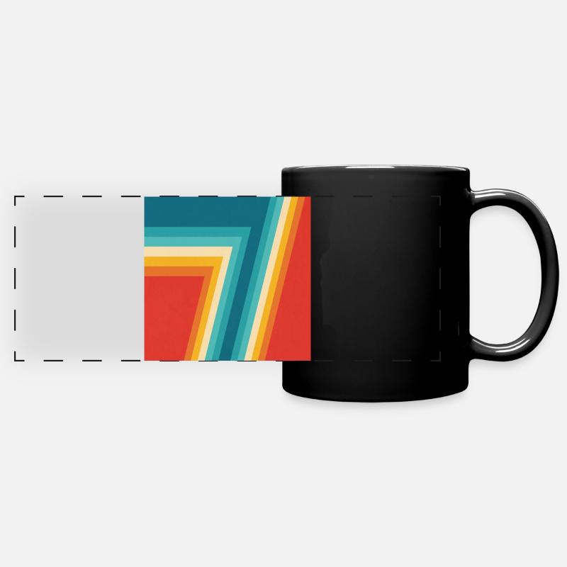 Colorful Retro Stripes Geometry - Full Colour Panoramic Mug - black