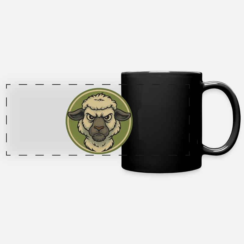 Angry Sheep Emblem - Full Colour Panoramic Mug - black