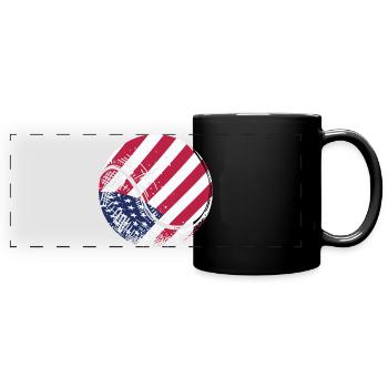 Patriotic Tennis Ball American Flag Sports Fan Gif - Full Colour Panoramic Mug - black - Front