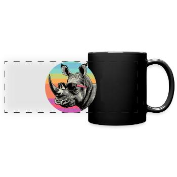 Rhino Retro Rainbow - Mug panoramique uni - noir - Devant