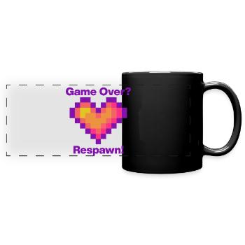 Fin du jeu? Réapparition avec le cœur, langage de l’amour des joueurs - Mug panoramique uni - noir - Devant