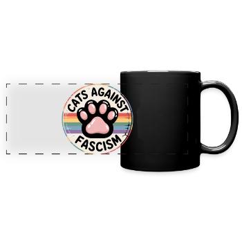 Cats against Racism- Antifascist Merch - Full Colour Panoramic Mug - black - Front
