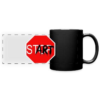 Startzeichen Graffiti Stoppschild - Panorama-Tasse farbig - Schwarz - Vorne