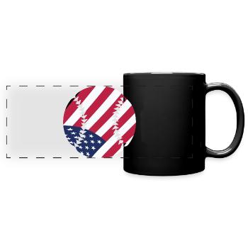 USA Patriotic Softball Drapeau américain Art du sport - Mug panoramique uni - noir - Devant