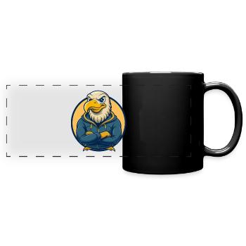 Albatross Kawaii Maskottchen Cartoon Clipart Logo Abzeichen - Panorama-Tasse farbig - Schwarz - Vorne
