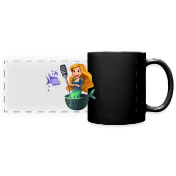 Karaoke-Meerjungfrau im Netz - Panorama-Tasse farbig - Schwarz - Vorne