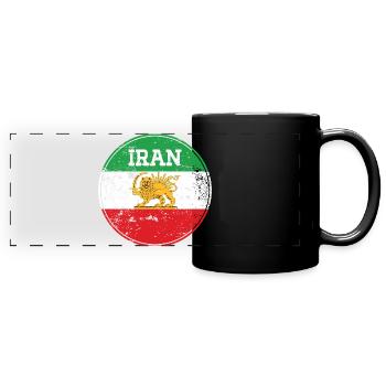 Emblème Lion Iran Vintage Rond - Mug panoramique uni - noir - Devant