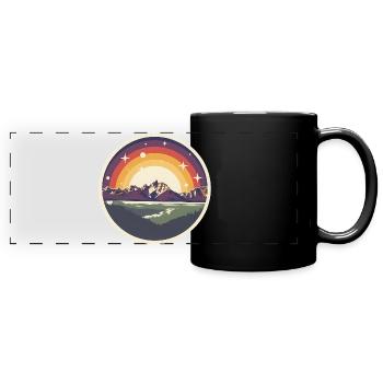 Sunset in mountain landscape - Full Colour Panoramic Mug - black - Front
