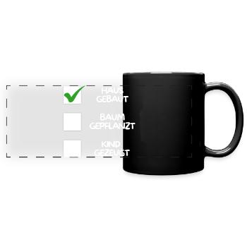 Maison construite (plantée dans un arbre, enfant engendré) blanche - Mug panoramique uni - noir - Devant