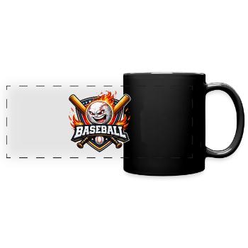 Flaming baseball mascot - Full Colour Panoramic Mug - black - Front