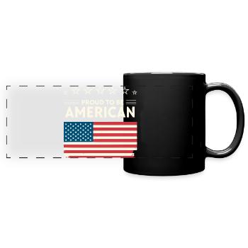 Fierté Américaine – Drapeau et Étoiles - Mug panoramique uni - noir - Devant