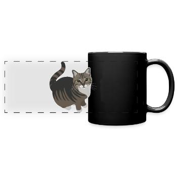 Chat tigré aux pattes blanches - Mug panoramique uni - noir - Devant