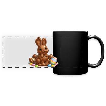 Chocolat avec des œufs de Pâques - Mug panoramique uni - noir - Devant