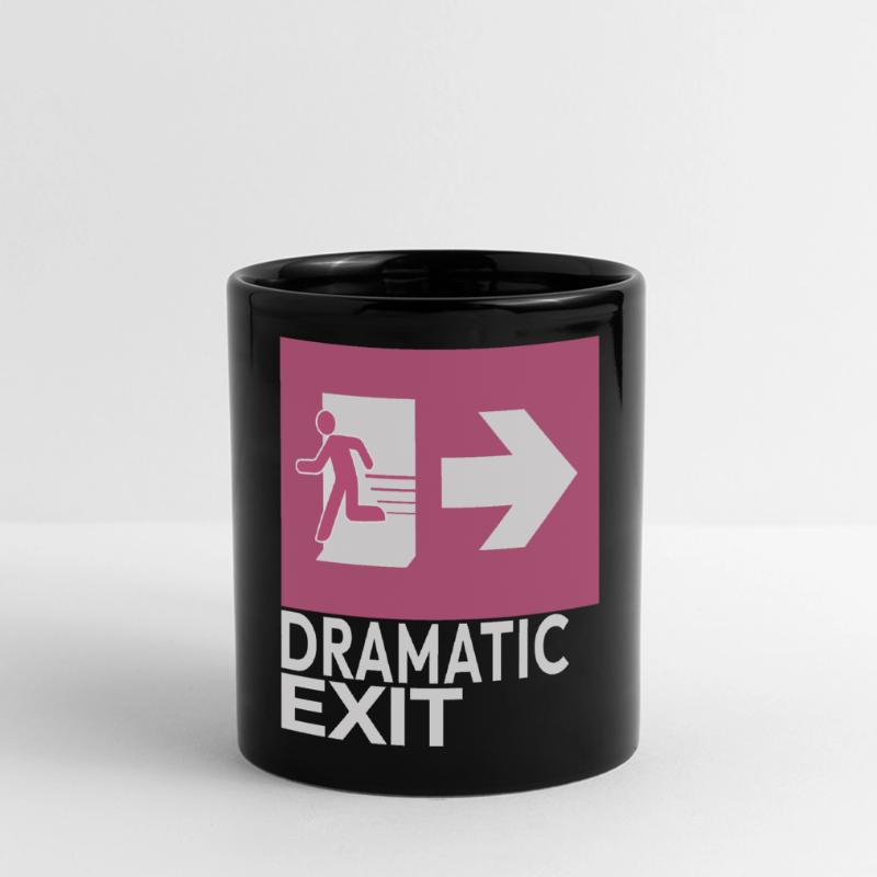 Dramatic Exit Funny Statement Minimal Grafik Panorama-Tasse farbig