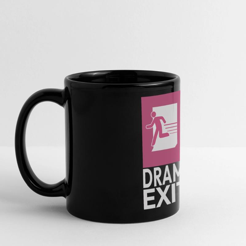 Dramatic Exit Funny Statement Minimal Grafik Panorama-Tasse farbig