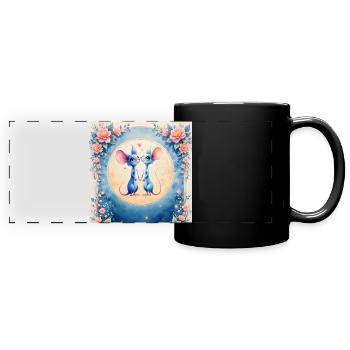 Blue mice in love - Full Colour Panoramic Mug - black - Front