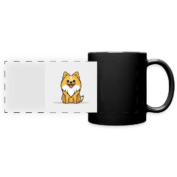Chien de dessin animé câlin - Mug panoramique uni - noir - Devant