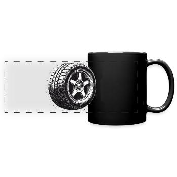 Car Tire Rim Vintage Motorsport Design - Full Colour Panoramic Mug - black - Front