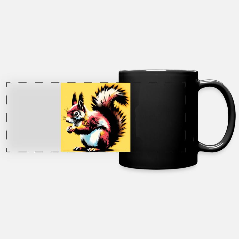 Eichhörnchen - Panorama-Tasse farbig - Schwarz