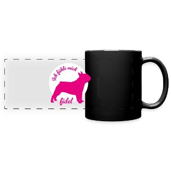 Pug fidel circle dogs humor office life animal love - Full Colour Panoramic Mug - black - Front