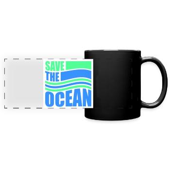 Save The Ocean Ocean Activism Environment Statement - Full Colour Panoramic Mug - black - Front
