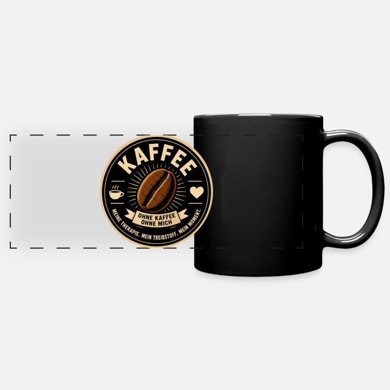 Kaffee Therapie - Panorama-Tasse farbig - Schwarz