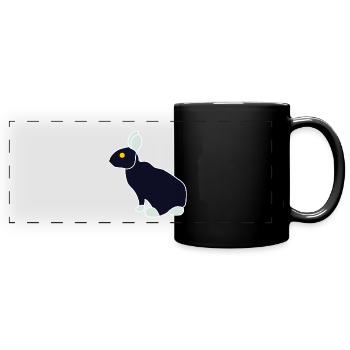 Lapin noir bleu minimaliste - Mug panoramique uni - noir - Devant