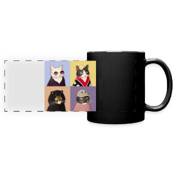 Cat Couture Quartet - Full Colour Panoramic Mug - black - Front