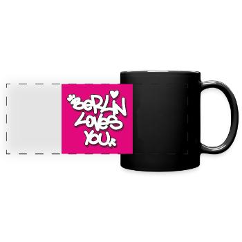 BLY_Berlin lovey you - Pink Sticker - Full Colour Panoramic Mug - black - Front