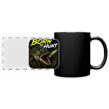 Born To Hunt Hechtfischerei-Design - Panorama-Tasse farbig - Schwarz - Vorne