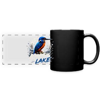 King Of The Lake Kingfisher Design - Full Colour Panoramic Mug - black - Front