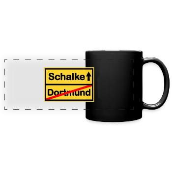 Die Schalker - Panorama-Tasse farbig - Schwarz - Vorne
