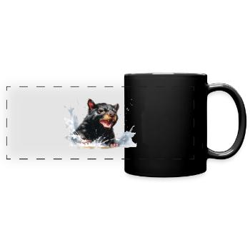 Tasmanian devil in the water - Full Colour Panoramic Mug - black - Front