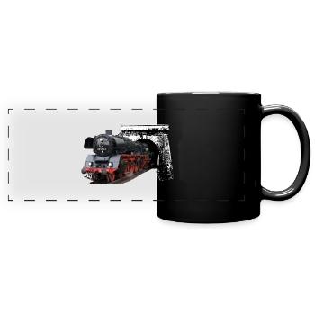 Dampflokomotive - Panorama-Tasse farbig - Schwarz - Vorne
