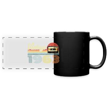Vintage 1963 Kassette Mixtape - 58. Geburtstag - Panorama-Tasse farbig - Schwarz - Vorne