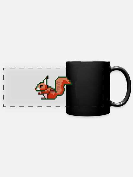 Squirrel Pixel Art Gift Idea - Full Colour Panoramic Mug - black