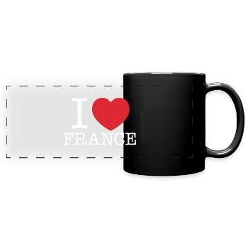 J’aime la France | J’aime français | I Coeur france - Mug panoramique uni - noir - Devant