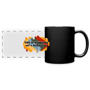Leben – Eine bunte Reise - Panorama-Tasse farbig - Schwarz - Vorne