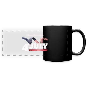 4. Juli Flaggendesign Mom Amerika - Panorama-Tasse farbig - Schwarz - Vorne