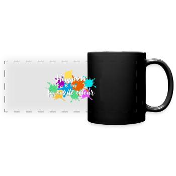 Glück ist meine Lieblingsfarbe - Panorama-Tasse farbig - Schwarz - Vorne