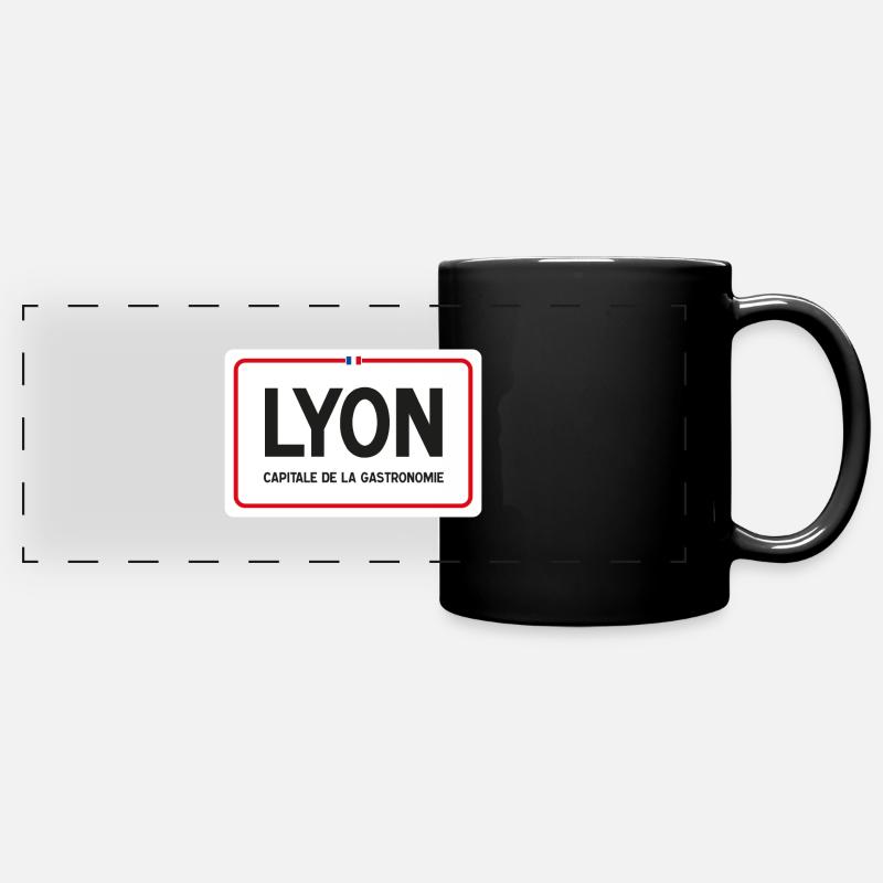 Lyon town sign - Full Colour Panoramic Mug - black