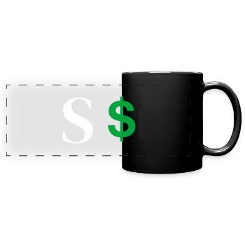 Buchstabe s Dollar - Panorama-Tasse farbig - Schwarz - Vorne