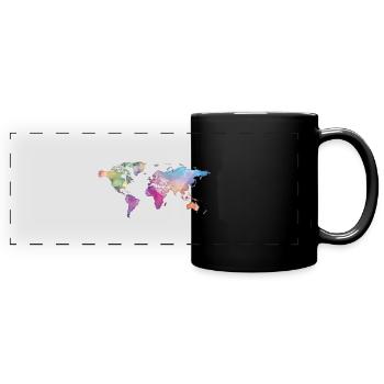 Map of the World - Watercolor Look - Dark Shirts - Panorama-Tasse farbig - Schwarz - Vorne
