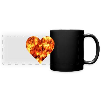 cœur de feu - Mug panoramique uni - noir - Devant