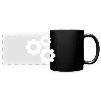 Zahnräder - Panorama-Tasse farbig - Schwarz - Vorne