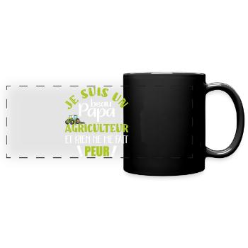 je suis un beau papa tracteur agriculteur paysan - Mug panoramique uni - noir - Devant