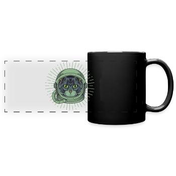 CAT in SPACE - Panorama-Tasse farbig - Schwarz - Vorne