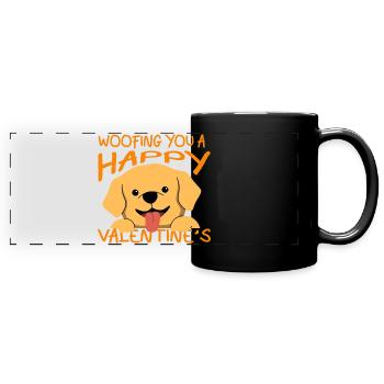 February 14 Valentine's Day Gift Dog Owners - Full Colour Panoramic Mug - black - Front